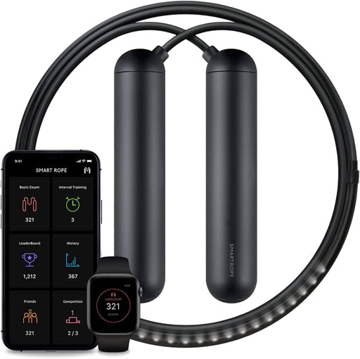 Black Smart rope ORIGINAL - with built in LEDs for measuring Jump count Tangram Black Small