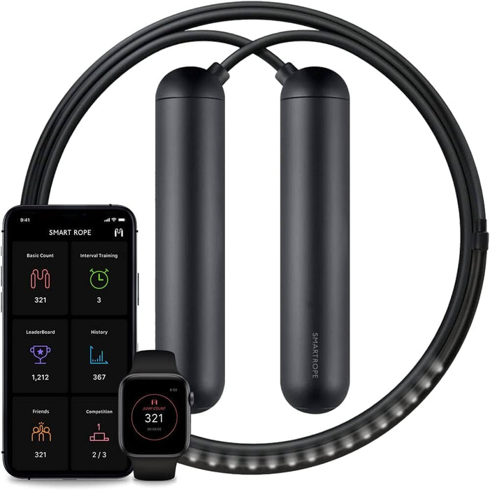 Black Smart rope ORIGINAL - with built in LEDs for measuring Jump count Tangram Black Small