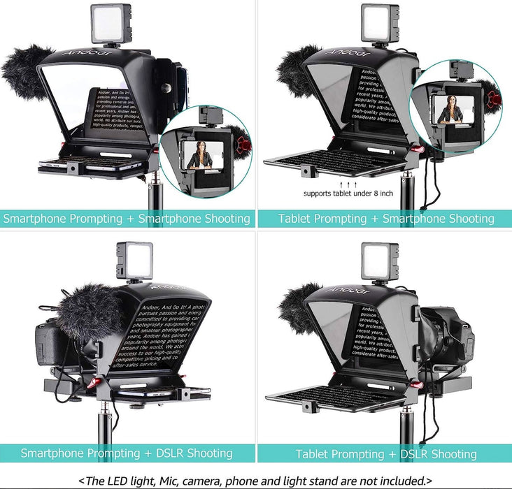 Andoer A1 Universal Portable Teleprompter Teleprompter Andoer