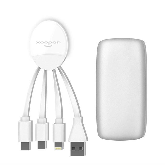 Xoopar Weekender Power Pack : Multi phone Charging cable & Power bank - select your colour! 6 month warranty applies Xoopar White