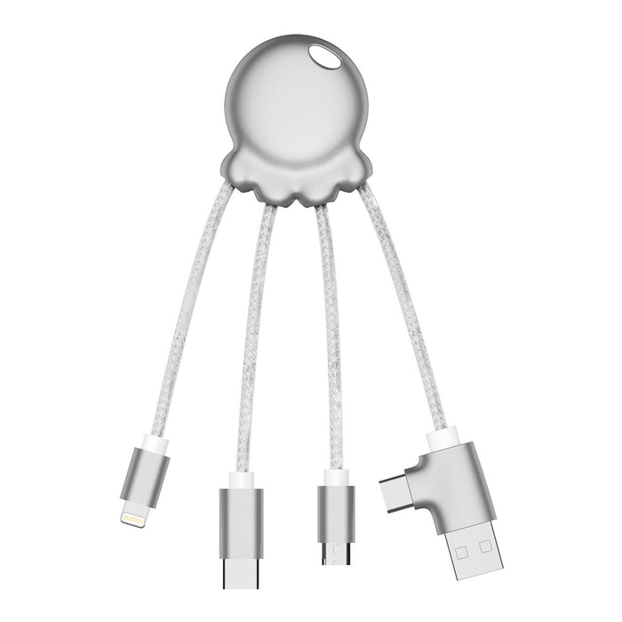 Xoopar Metallic Octopus : All-in-One USB Charging Cable to fit all phone types 12 month warranty applies Xoopar Metallic Silver