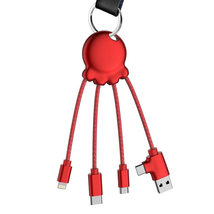 Xoopar Metallic Octopus : All-in-One USB Charging Cable to fit all phone types 12 month warranty applies Xoopar Metallic Red
