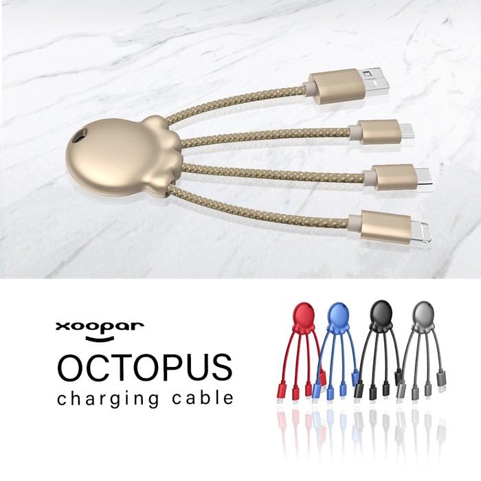 Xoopar Metallic Octopus : All-in-One USB Charging Cable to fit all phone types 12 month warranty applies Xoopar