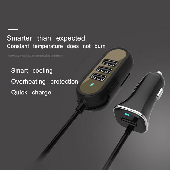 4 Port USB 12V Car Charger - Black 12 month warranty applies Tech Outlet
