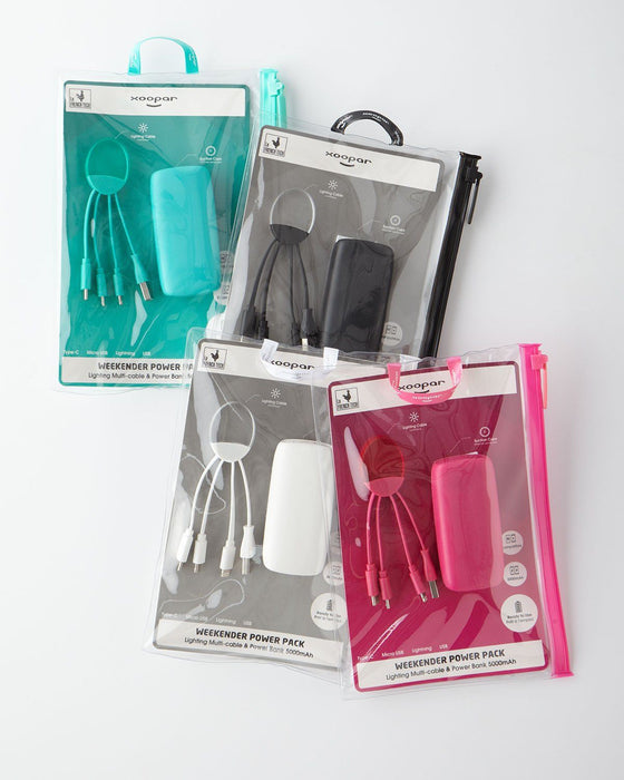 Xoopar Weekender Power Pack : Multi phone Charging cable & Power bank - select your colour! 6 month warranty applies Xoopar