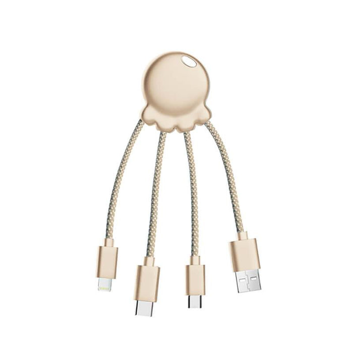 Xoopar Metallic Octopus : All-in-One USB Charging Cable to fit all phone types 12 month warranty applies Xoopar Metallic Gold