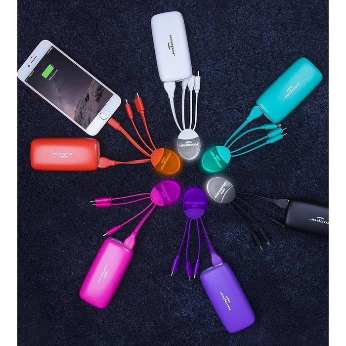 Xoopar Weekender Power Pack : Multi phone Charging cable & Power bank - select your colour! 6 month warranty applies Xoopar