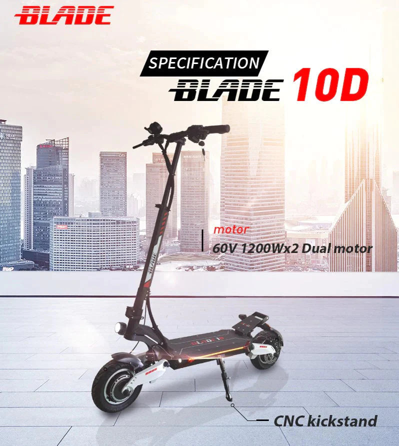 Blade 10D EVO 60V Electric Scooter 2400 Watts Dual Motor Hydraulic Brakes Techoutlet 