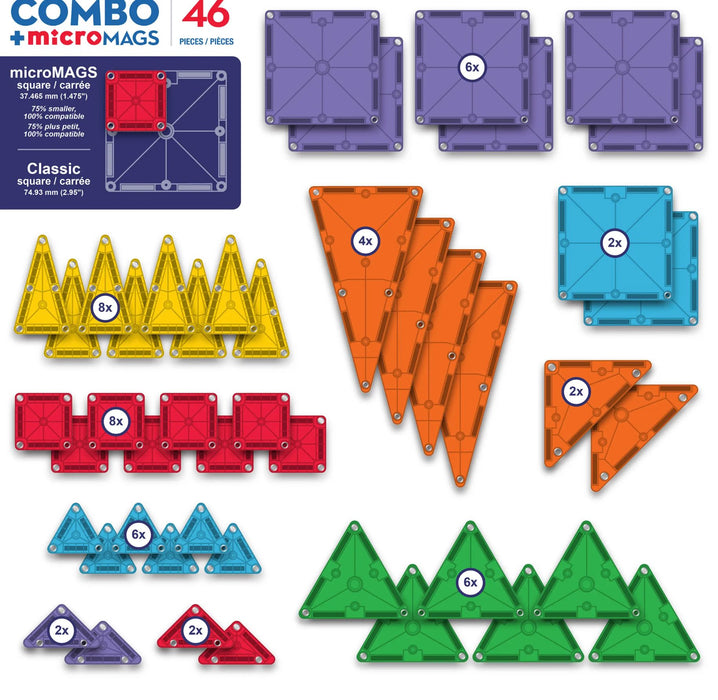 Magna-Tiles Combo 46 Piece Set Micromags Micromags 