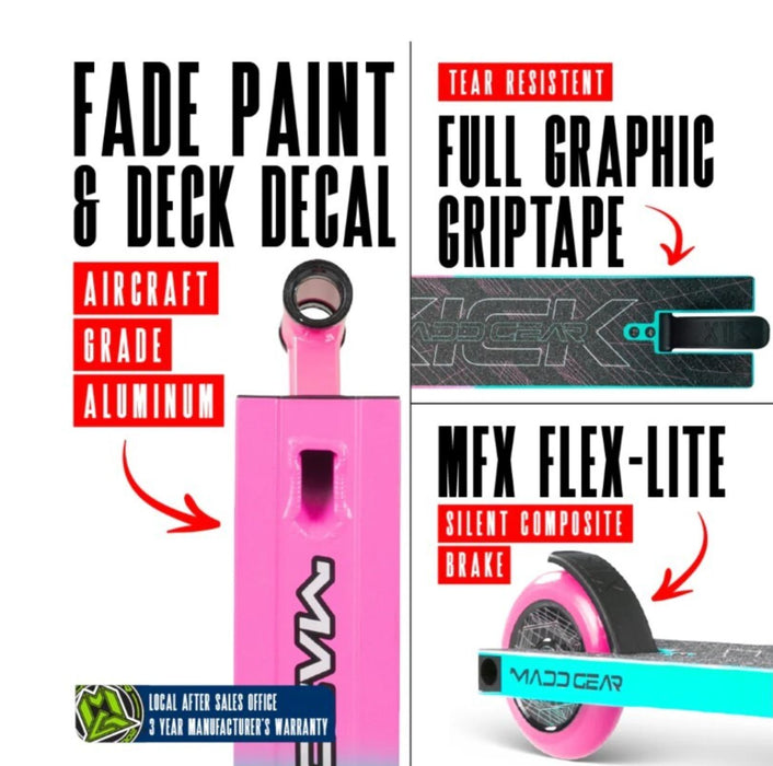 Madd Gear Kick Pro-X Scooter - Pink / Teal Scooter Madd Gear 