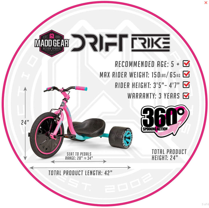 Madd Gear Mini Drift - Pink / Teal Drift Bike Madd Gear 