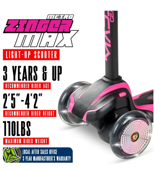 Madd Gear Zinger 3 Wheeled Scooter - Pink Scooter Madd Gear 