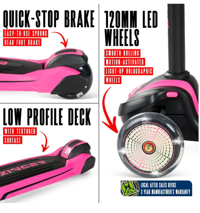 Madd Gear Zinger 3 Wheeled Scooter - Pink Scooter Madd Gear 