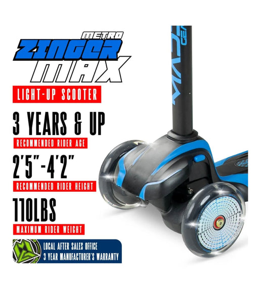 Madd Gear Zinger 3 Wheeled Scooter - Blue Scooter Madd Gear 