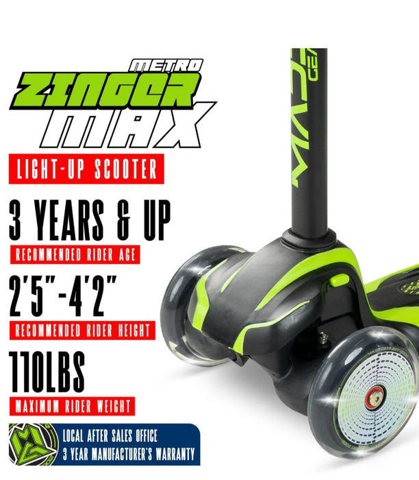 Madd Gear Zinger 3 Wheeled Scooter - Green Scooter Madd Gear 
