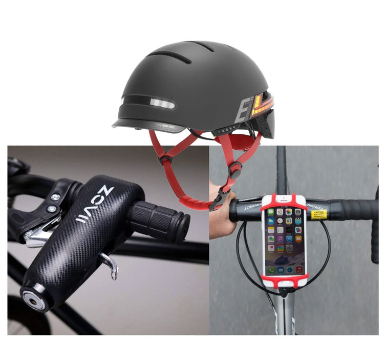 Cycling Bundle - Helmet + Zovii Bar Lock + Phone Holder Livall Medium Black 