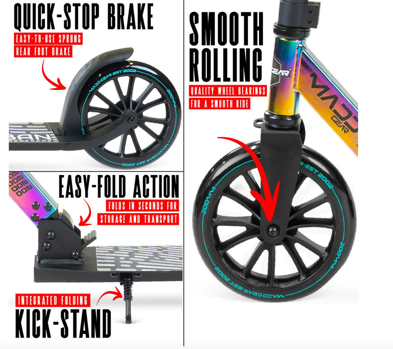 MADD Gear Renegade Commuter Scooter Neochrome Escooter Madd Gear 