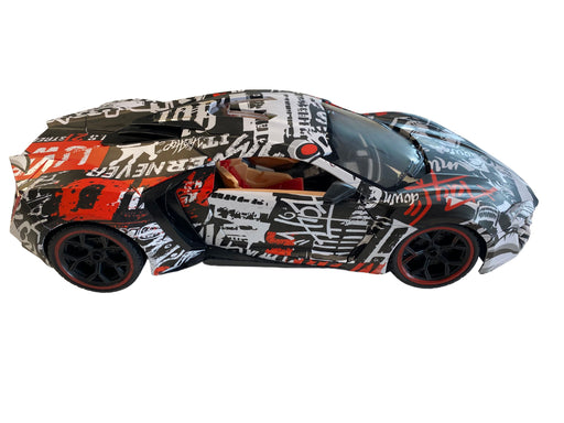 Large RC Graffiti Racing Car - Black and White Tech Outlet 