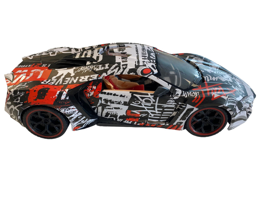 Large RC Graffiti Racing Car - Black and White Tech Outlet 