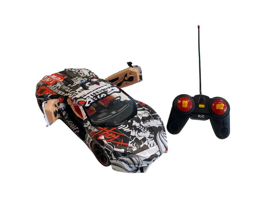 Large RC Graffiti Racing Car - Black and White Tech Outlet 