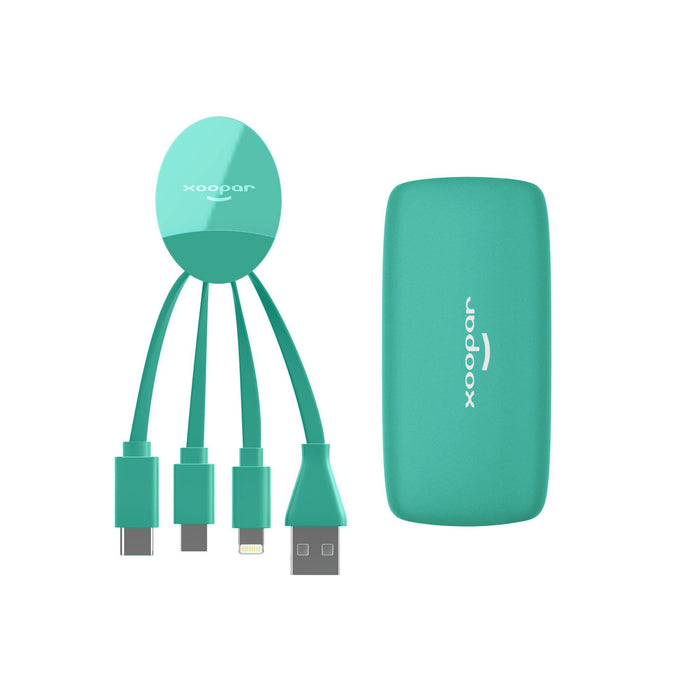 Xoopar Weekender Power Pack : Multi phone Charging cable & Power bank - select your colour! 6 month warranty applies Xoopar Mint 